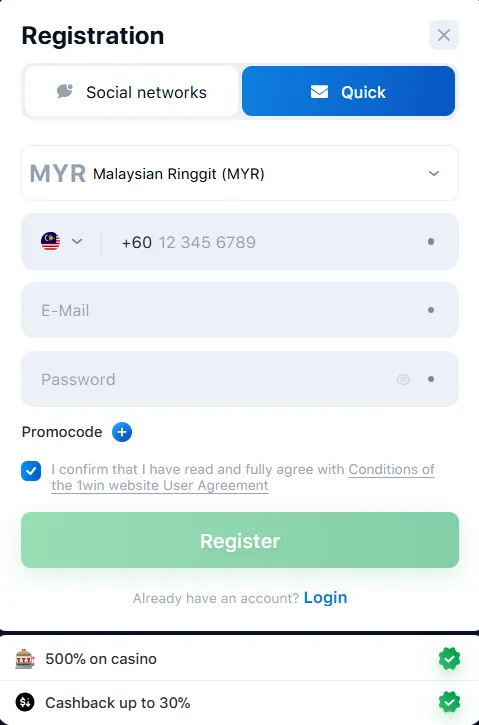 1win registration